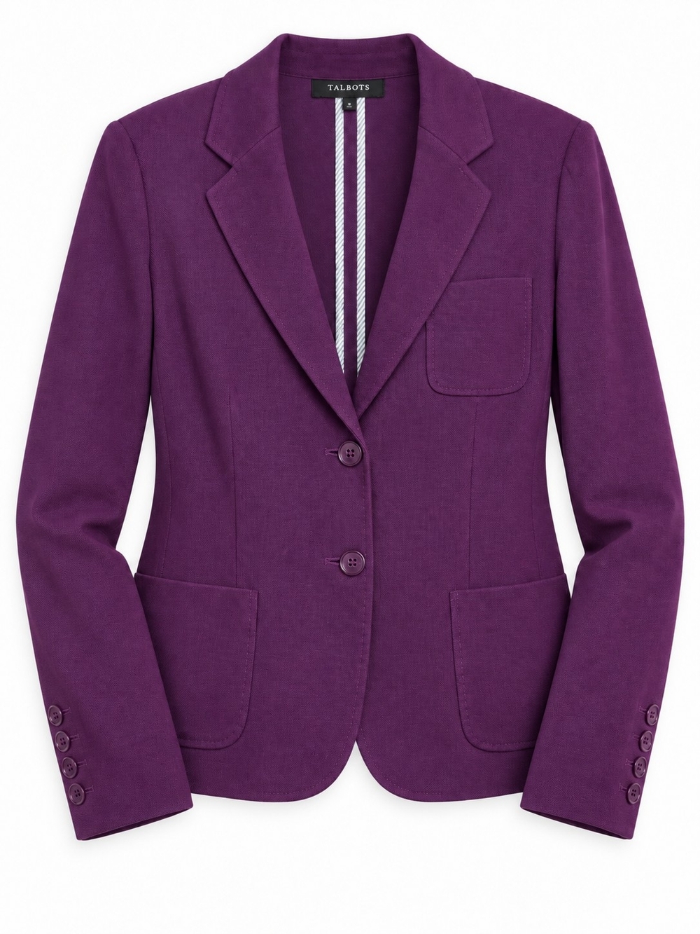 Talbots Purple Cotton Knit Blazer Jacket Women’s Size 10 Notched Collar Stretch